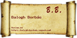Balogh Borbás névjegykártya
